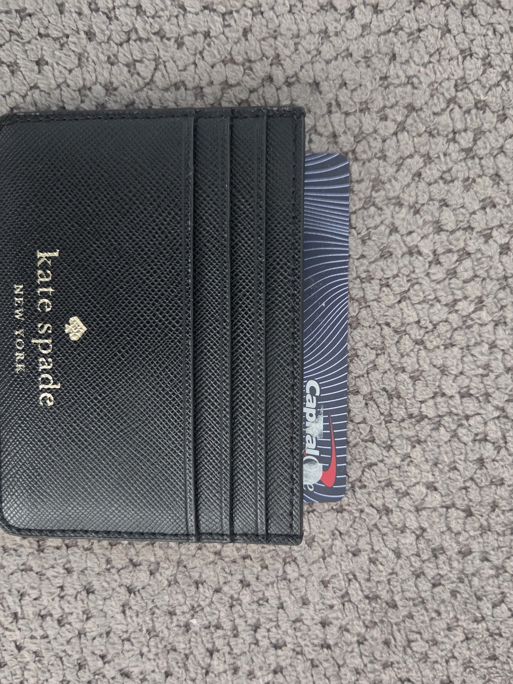 Kate Spade Black Saffiano Leather Card Case with Gold Logo - Picture 3 of 3
